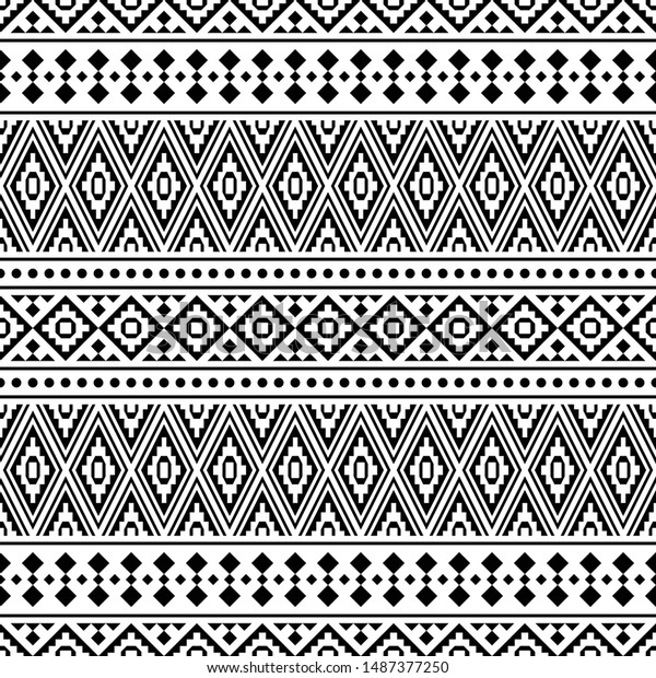 Seamless Ethnic Pattern Black White Color Stock Vector (Royalty Free ...