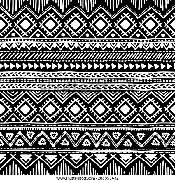Seamless Ethnic Pattern Black White Vector Stock Vector (Royalty Free ...