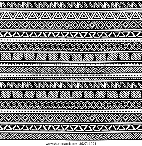 Seamless Ethnic Pattern Black White Vector Stock Vector (Royalty Free ...