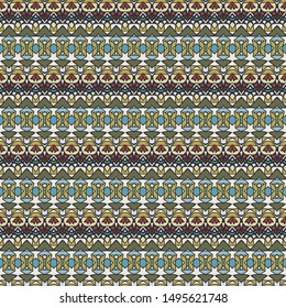 Seamless ethnic pattern for border. Repeated oriental motif for fabric or paper design.  