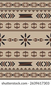 Seamless ethnic pattern, brown fabric border design, fabric pattern