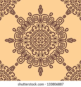 Seamless ethnic pattern of circular. Vector Illustration.