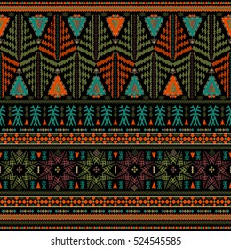 Seamless ethnic pattern. Decorative ornament, geometric elements for fabric, textile, web design, wrapping paper. Grunge neon texture background. Wallpaper for boys and girls