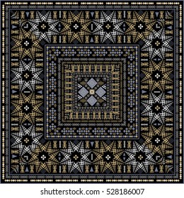 Seamless ethnic pattern. Decorative ornament, geometric elements for fabric, textile, web design, wrapping paper. Grunge neon texture background. Wallpaper for boys and girls