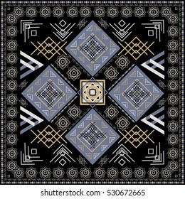 Seamless ethnic pattern. Decorative ornament, geometric elements for fabric, textile, web design, wrapping paper. Grunge neon texture background. Wallpaper for boys and girls