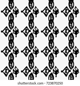 Seamless ethnic pattern. Decorative ornament, geometric elements for fabric, textile, web design, wrapping paper. Black and white tribal pattern. Ethnic hipster backdrop. hand drawn