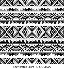 Seamless Ethnic Pattern Design in black and white color