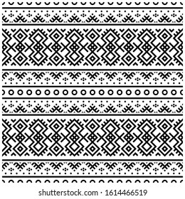 Seamless Ethnic Pattern Design vector. Illustration of tribal aztec pattern in black and white color