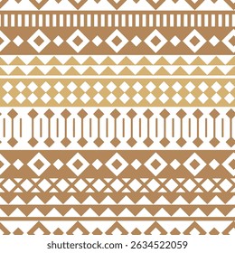 seamless ethnic pattern design. Vector light beige and dark beige folk seamless Aztec ornament, tribal art on white background.