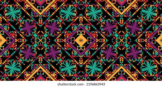 seamless ethnic pattern design.Geometric ethnic oriental ikat pattern traditional Design.Geometric ethnic oriental pattern traditional Design for background,carpet,clothing,wrapping,fabric,embroidery