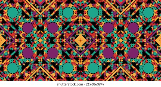 Nahtlose ethnische Muster Design.Geometrisches ethnisch-orientalisches Muster traditionelles Design.Geometrisches ethnisches orientalisches Muster traditionelles Design für Hintergrund, Teppich, Kleidung, Umhüllung, Gewebe, Stickereien