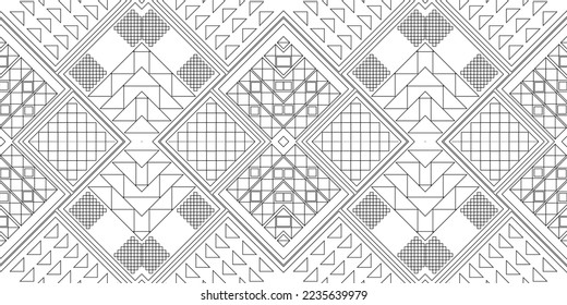 Nahtloses ethnisches Muster.Geometrisches ethnisch-orientalisches Muster, traditionelles Design.ethnisch-orientalisches Muster.embroidery.Mexican.latin african.weiß und schwarz ethnisch nahtlos.ikat