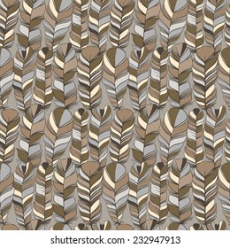 Seamless ethnic pattern with feathers. Abstract illustration can be used to print on fabric, paper, wallpaper and so on. 