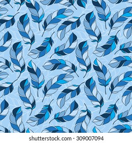Seamless ethnic pattern with feathers. Abstract pattern of feathers, can be used to print on fabric, paper, wallpaper and so on.
