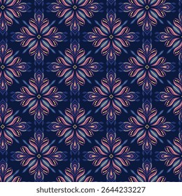 Seamless Ethnic Pattern Featuring Floral Motifs in Warm Earthy Tones