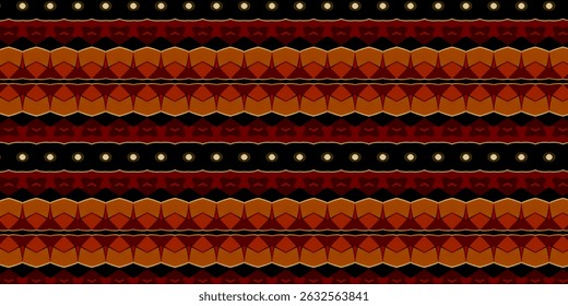Seamless Ethnic Pattern with Fiery Red and Black Color Scheme