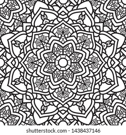 Seamless Ethnic Pattern Floral  Hand Drawn Tribal Mandala Background