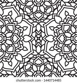 Seamless Ethnic Pattern Floral  Hand Drawn Tribal Mandala Background