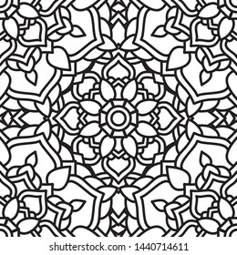Seamless Ethnic Pattern Floral  Hand Drawn Tribal Mandala Background