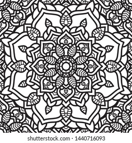 Seamless Ethnic Pattern Floral  Hand Drawn Tribal Mandala Background