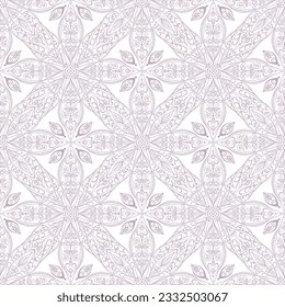 Seamless ethnic pattern with floral motives. Mandala print for fabric, textile, paper.