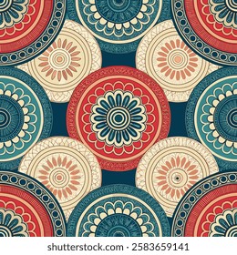 Seamless Ethnic Pattern Floral Motives Mandala