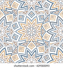 Seamless ethnic pattern with floral motives. Mandala stylized print template for fabric and paper. Boho chic design. Summer fashion.