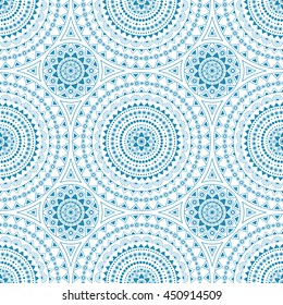 Seamless ethnic pattern with floral motives. Mandala stylized print template for fabric and paper. Boho chic design. Summer fashion. 