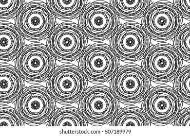Seamless ethnic pattern with floral motives. Mandala stylized print template for fabric and paper. Outline Mandala for coloring book. Boho chic design. Hand drawn background.
