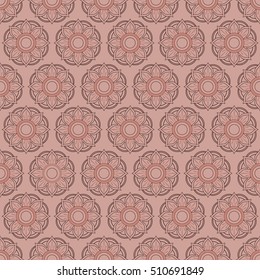 Seamless ethnic pattern with floral motives. Mandala stylized print template for fabric and paper. Boho chic design. Summer fashion.