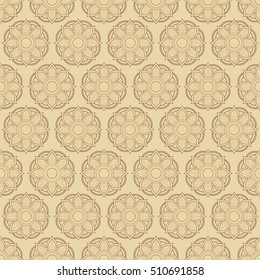 Seamless ethnic pattern with floral motives. Mandala stylized print template for fabric and paper. Boho chic design. Summer fashion.