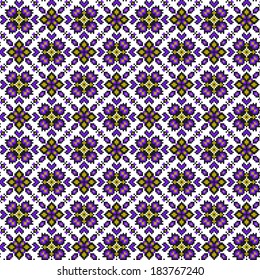 Seamless ethnic pattern with geometric flowers