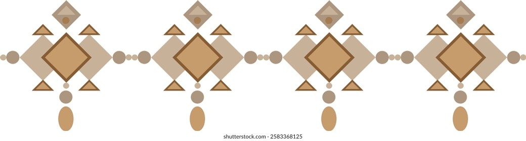 Seamless Ethnic Pattern with Geometric Shapes on White Background