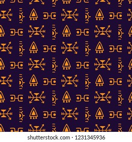 Seamless ethnic pattern. Hand drawn abstract background. Geometric Aztec Ornament Elements. Vector illustration.