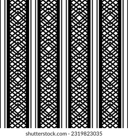 Seamless ethnic pattern. Handmade. Horizontal stripes. Black and white print for your textiles. Vector illustration.
