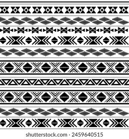 Seamless ethnic pattern. Handmade. Horizontal stripes. Vector illustration.