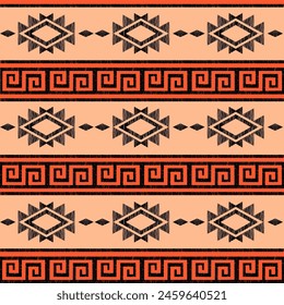 Seamless ethnic pattern. Handmade. Horizontal stripes. Vector illustration.