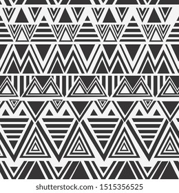 Seamless ethnic pattern. Handmade Maori style stripes. 