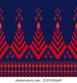 Seamless ethnic pattern. Handmade.  stripes. Vector illustration.red and dark blue