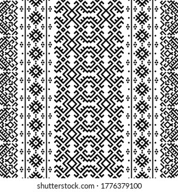 Seamless ethnic pattern illustration texture design vector in black white color background