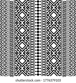 Ilustración de patrones étnicos sin inconvenientes vector de diseño de textura en el fondo de color blanco negro