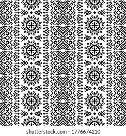 Seamless Ethnic Pattern Illustration vector with tribal design in black and white color