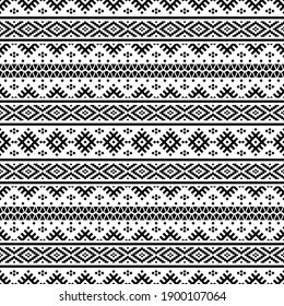 Seamless Ethnic Pattern Illustration vector with tribal design in black and white color