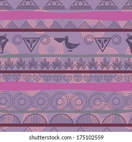 Seamless ethnic pattern with the image of pelicans