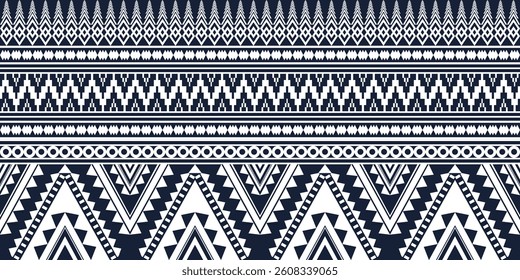 Seamless ethnic pattern made of geometric shapes designed for all types of textiles and printing, fabrics, clothing, embroidery, bohemian style, carpets.