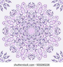 seamless ethnic pattern with mandala ornament. Vintage Indian Style Background