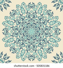 seamless ethnic pattern with mandala ornament. Vintage Indian Style Background