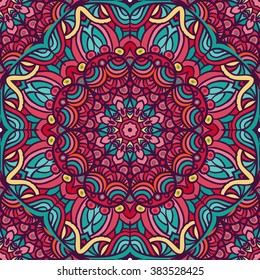 Seamless ethnic pattern with mandala. Vintage decorative elements. Hand drawn background. Islam, Arabic, Indian, ottoman motifs. 