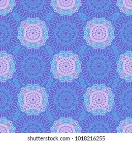 Seamless Ethnic Pattern with Mandalas. Arabesque Rapport for Print, Calico, Chintz, Wallpaper. Damask Motif in Vintage Style. Seamless Texture for Ethnic Design.