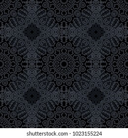 Seamless Ethnic Pattern with Mandalas. Arabesque Rapport for Print, Calico, Chintz, Wallpaper. Damask Motif in Vintage Style. Seamless Texture for Ethnic Design.